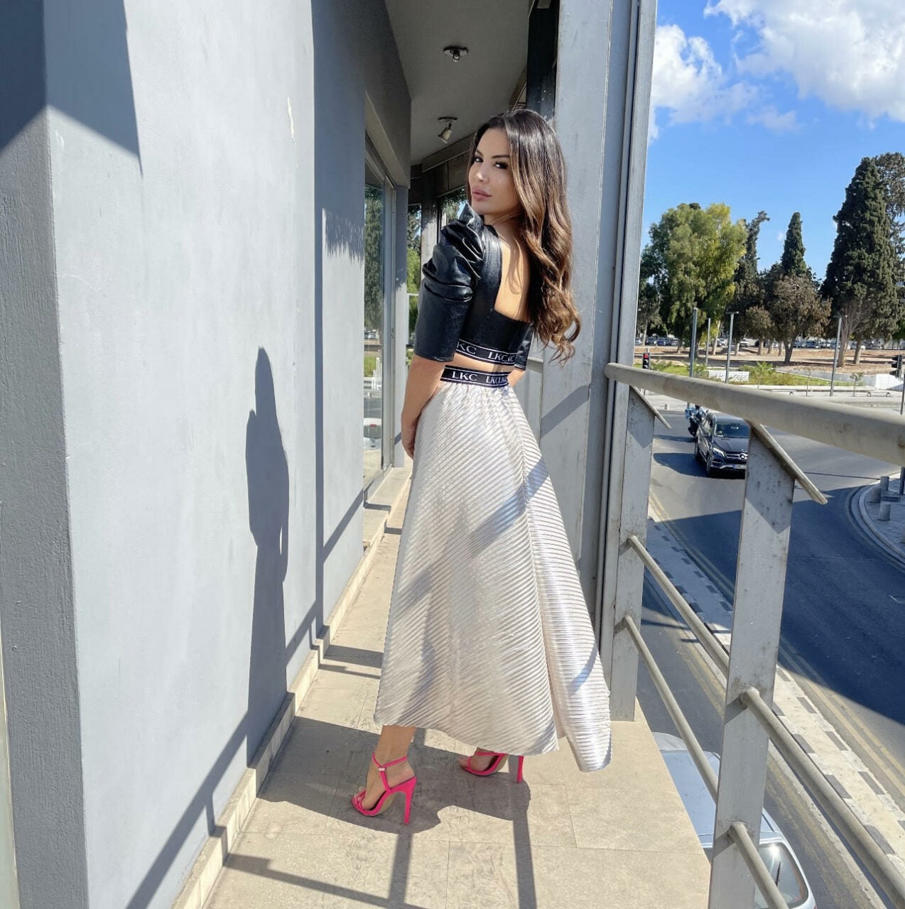 PLEATEFD SILVER SKIRT